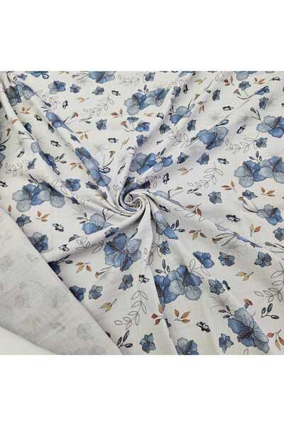 Kaf Kumaş Baskılı %100 Pamuk 2 Katlı Gri Krinkıl Müslin Kumaş | Desen 5