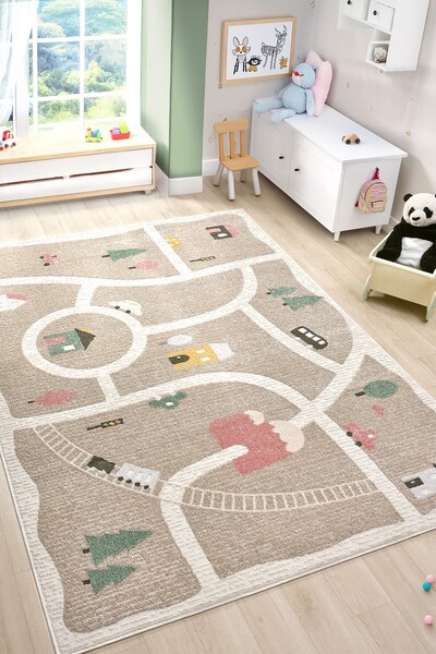 Eliz Home Yumuşak Dokuma Halı Leke Tutmaz Araba Yolu Bebek Odası Çocuk Odası ...