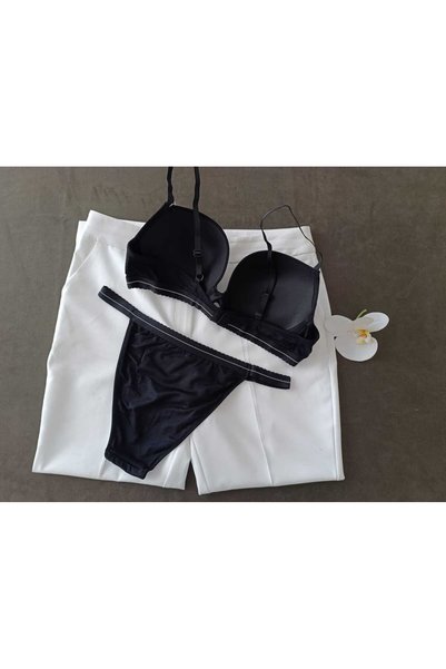 WOMEN'S WORLD FANTASY Black Bra Set with Bamboo Fabric Support