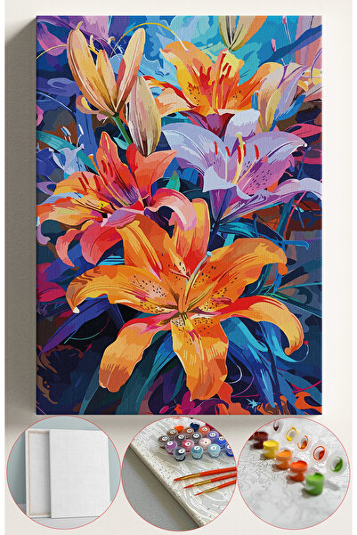 Sulepas Sayılarla Boyama Seti Numaralı Tuval Fırça Boya 40x50 Cm - RENKLİ LİLYUM