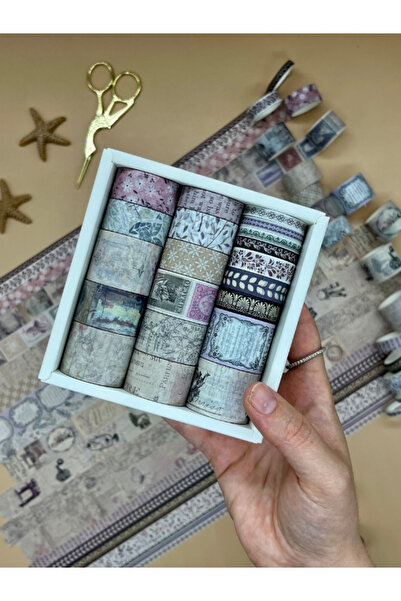 Kağıt Gemi Dükkan Vintage Retro 20’li Washi Bant Seti Letters From Anna Serisi 20*2m/Masking Tape/Desenli Bant