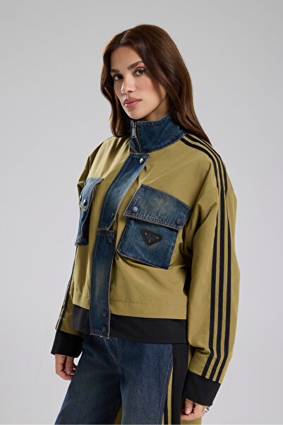 tw3 Γυναικείο μπουφάν με λεπτομέρεια από τζιν με λεπτομέρεια σχεδίασης