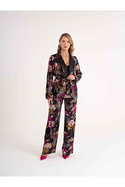 SERPİL İkili Takım - Ceket Yaka Belden Bağcıklı Rahat Kalıp Ceket ve Rahat Ka...