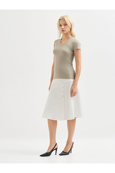 Karaca Kadın Regular Fıt Tişört-Bej