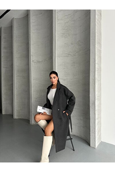 MEECY Laura Belted New Season Lined Premium Quality Comfortable Fit Women's Cashmere Coat