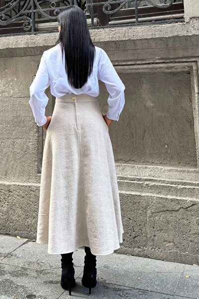 Lior Design Mink Pocket Soft Textured Long Kilos Cashmere Skirt Bcbsk-25700-3528