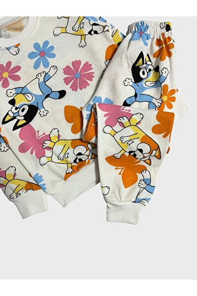 Pajama Shop Σετ χειμερινής πιτζάμα με μακρυμάνικο χρωματισμένο σεντόνι για κορίτσια, 100% βαμβακερό ύφασμα με λευκό λουλουδάτο σχέδιο