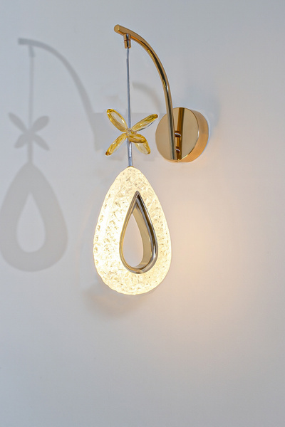 Turanconcept Arel Aplik Gold Dekoratif Led Aydınlatma Kristal Taş Gün Işığı H...