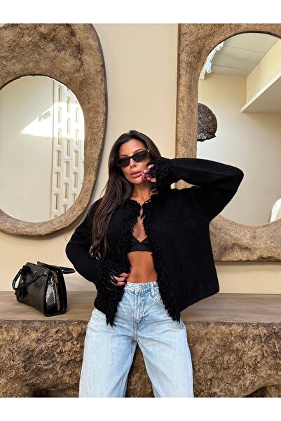 kenza'a Cardigan tricotat cu detaliu cu ciucuri