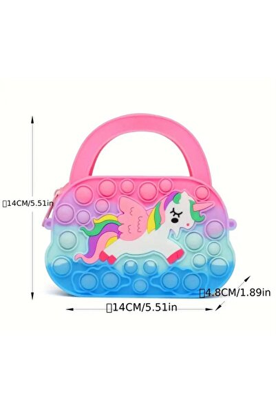 ÇEÇEN HOME Kız Çocukları için Sevimli Unicorn'lu-Popitli-Askılı El Çantası,Doğumgünü İçin Figürlü Çarpraz Çanta