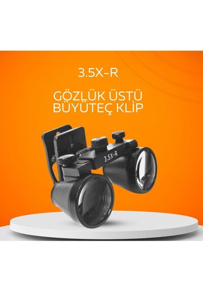 barishan medikal HiperLupa 3.5X-R Siyah Doktor Büyüteç Gözlük Üstü Klip Değiş...