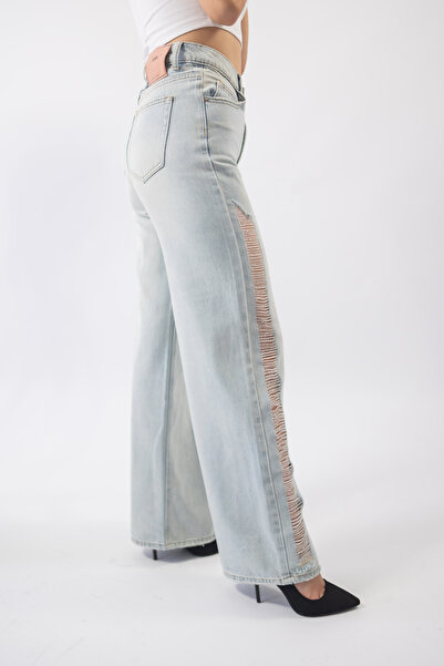 M'SARA Wide Leg Cutout Jeans