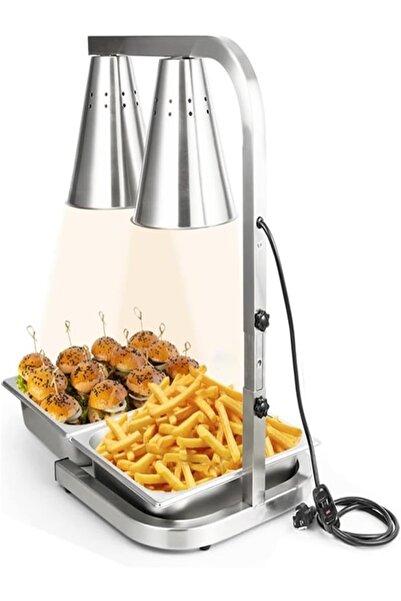 A.E مصباح تدفئة الطعام التجاري، مصباح تسخين الطعام برأسين مع ارتفاع قابل للتع...