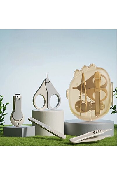 Flippy 4-in-1 Baby Nail Care Set, Flippy, Transparent Dinosaur Storage Box, 0-6 Years, Beige