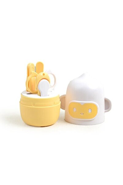 Flippy 4-Piece Baby Nail Care Set (ABS + Stainless Steel) – Monkey Storage Box, 0+ months, Yellow