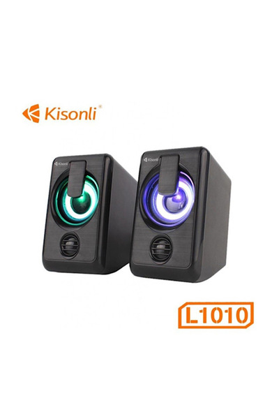 Kisonli L-1010 stereo speakers with music player and wired LED lights