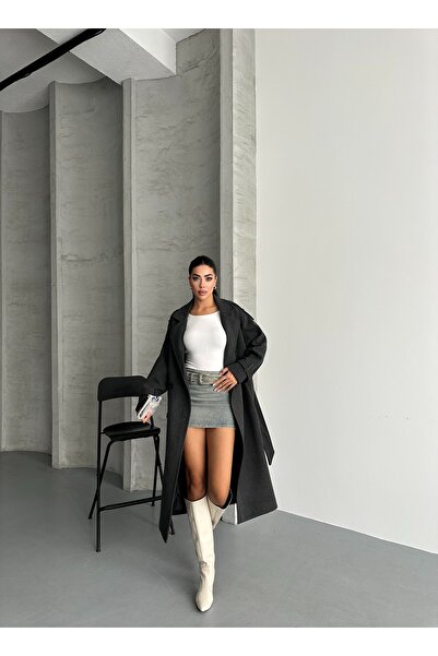 MEECY Laura Belted New Season Lined Premium Quality Comfortable Fit Women's Cashmere Coat