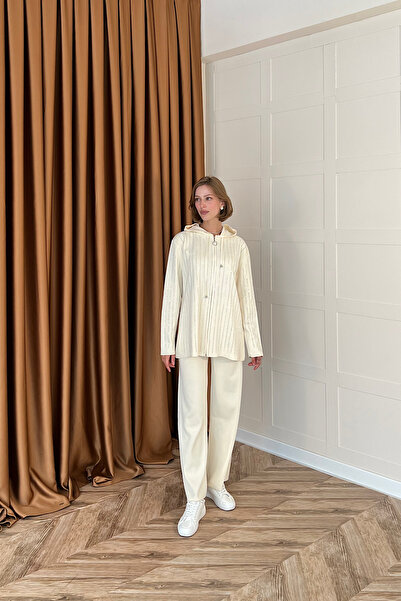 Stilife Eros Hooded Stone Knitwear Set Stone