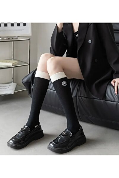 MUJGANERDOGANDESIGN Șosete importate pentru femei, șosete negre importate, șosete până la genunchi