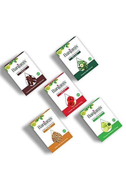 Banjara's مجموعة مسحوق العناية بالشعر (500 جم)، الكركديه، أملا، بهرينجراج، شي...