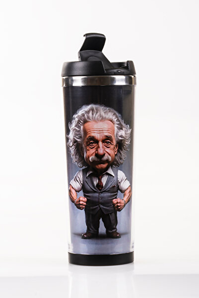 MUKKO HOME كوب ترمس من الفولاذ سعة 360 مل من ألبرت أينشتاين بتصميم كرتوني، مت...