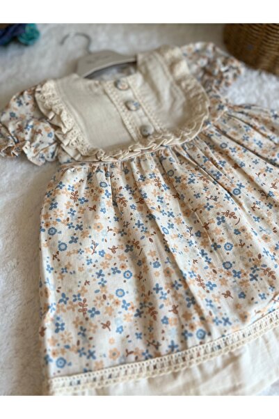 İkizlerBabyKids Kız Bebek ve Çocuk Anti Alerjik Kumaşlı Dantel Detaylı Elbise