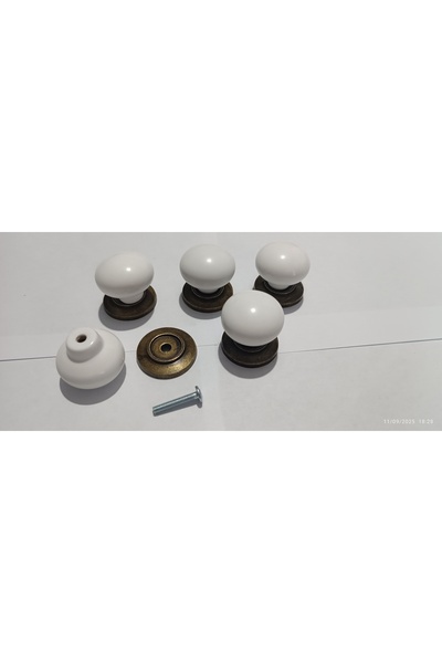 Arion Düz Düğme BEYAZ ANTİK Mobilya Çekmece Dolap Kulbu 1 AD.Tek Delikli Düğm...