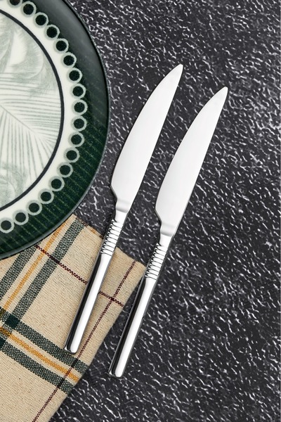 Cooker 2-Piece Stainless Steel Dessert Knife with Scalloped Edge