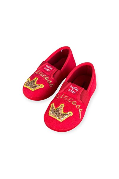 AkınalBella Akınalkids Girl Child Red Princess Printed Orthopedic Sole Home Shoes Slippers