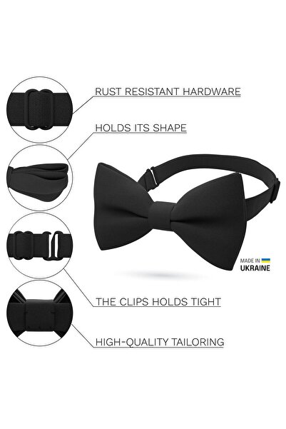 ON Electronics Classic Pre-Tied Bow Tie Formal Solid Tuxedo for Adults & Children (BLACK)