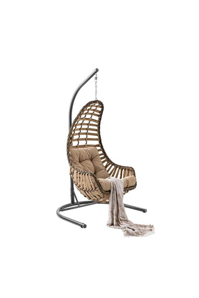 Rubinya Datça Bahçe Salıncağı - Tek Kişilik - Rattan Salıncak