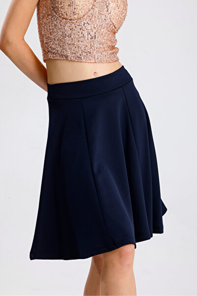 Sense Scuba Flared Above-The-Knee Skirt | Etk13994Uz Navy Blue