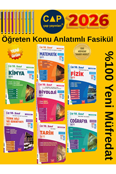 Çap Yayınları 10.Sınıf %100 Yeni Maarif Müfredat Mat-Fizik-Kimya-Biyoloji-Tar...
