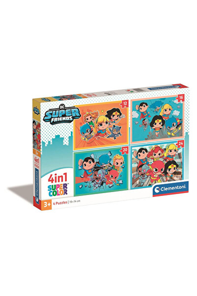 Justice League Mini-mates Puzzle 4-în-1 DC Super Hero Clementoni