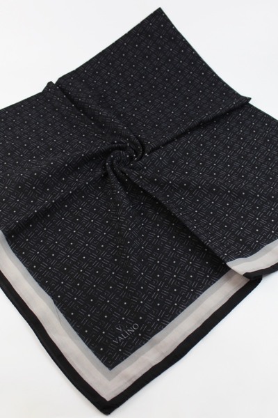 Valino 120X120 Striped Pattern Large Size Scarf Cotton Scarf Oversized Scarf Black