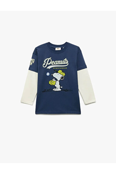 Koton Lisanslı Snoopy Baskılı Lacivert Erkek Çocuk Uzun Kollu T-shirt 6Wkb101...