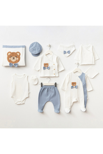 MİLAYS LİFE HOME COLLECTİON Baby Boy Mini Zeyn 0-3 Months with Bear Printed 1...