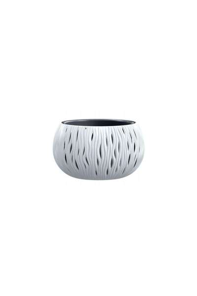 Prosperplast Decorative Flower Pot, Round, White, 29×19.5 cm, Sandy Bowl