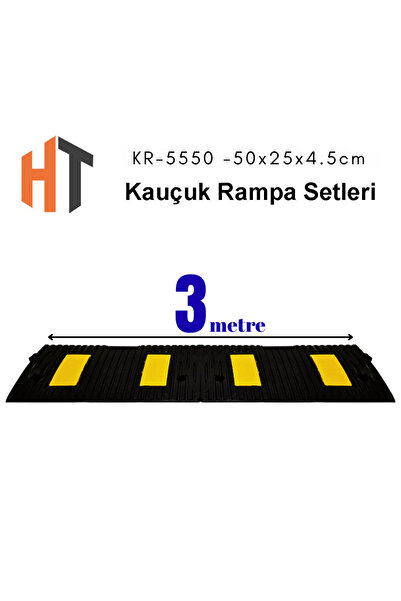 Hayat Trafik 3 Metre Kauçuk Rampa, Otopark Rampası, Kaldırım Rampası 25 x 50 x 4,5 cm
