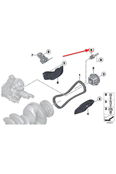 BMW Spritiera ulei ungere lanț Seria 1, Seria 2, Seria 3, Seria 4, Seria 5, X...