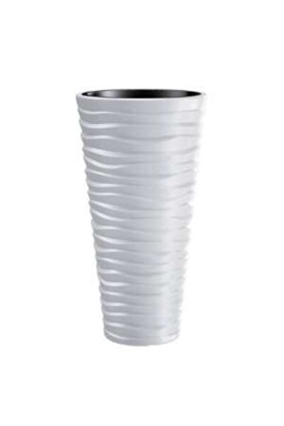 Prosperplast Ghiveci decorativ pentru flori, rotund, înalt, alb, 39×75 cm, nisip subțire