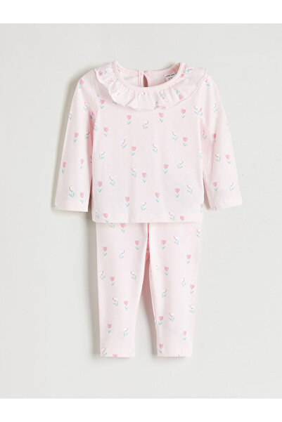 LC Waikiki Pink Baby Collar Baby Girl Blouse and Pants 2-Piece Set