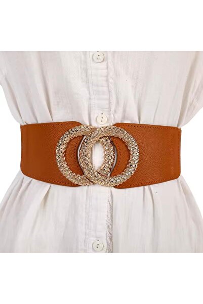 Mynoa Gold Buckle Elastic Women's Belt Coat Belt,