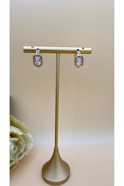 SK aksesuar Pembe Baget Taşlı Küçük Halka Vip Küpe