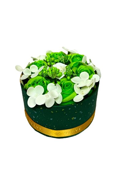 velve Aranjament floral Seven, in cutie rotunda cu 7 trandafiri din sapun, st...