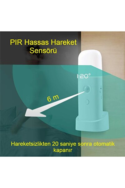 MDS Hareket Sensörlü Şarjlı LED Gece Lambası 2000 mAh, 120° Algılama 5 Kademe SOS Modu