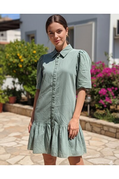 ARDSU Rochie scurtă din denim cu volane și nasturi în față