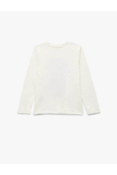 Koton Cotton Printed Ecru Girls' Long Sleeve T-Shirt 6Wkg10030Ak