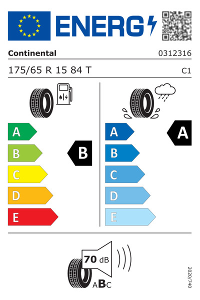 Continental UltraContact Summer Tire 175/65R15 84T [DOT 2023]