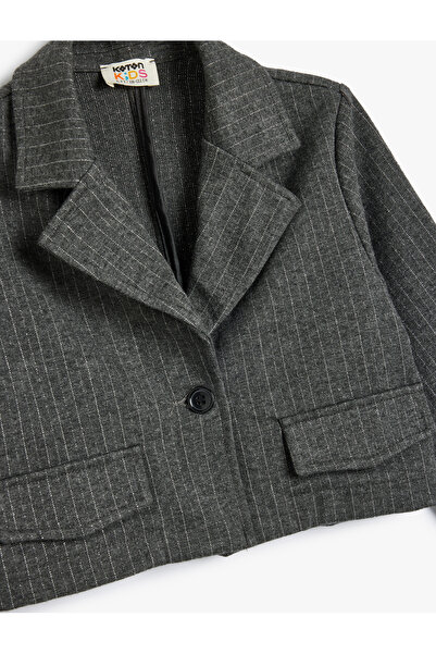 Koton Long Sleeve Crop Jacket - Pocket Detailed